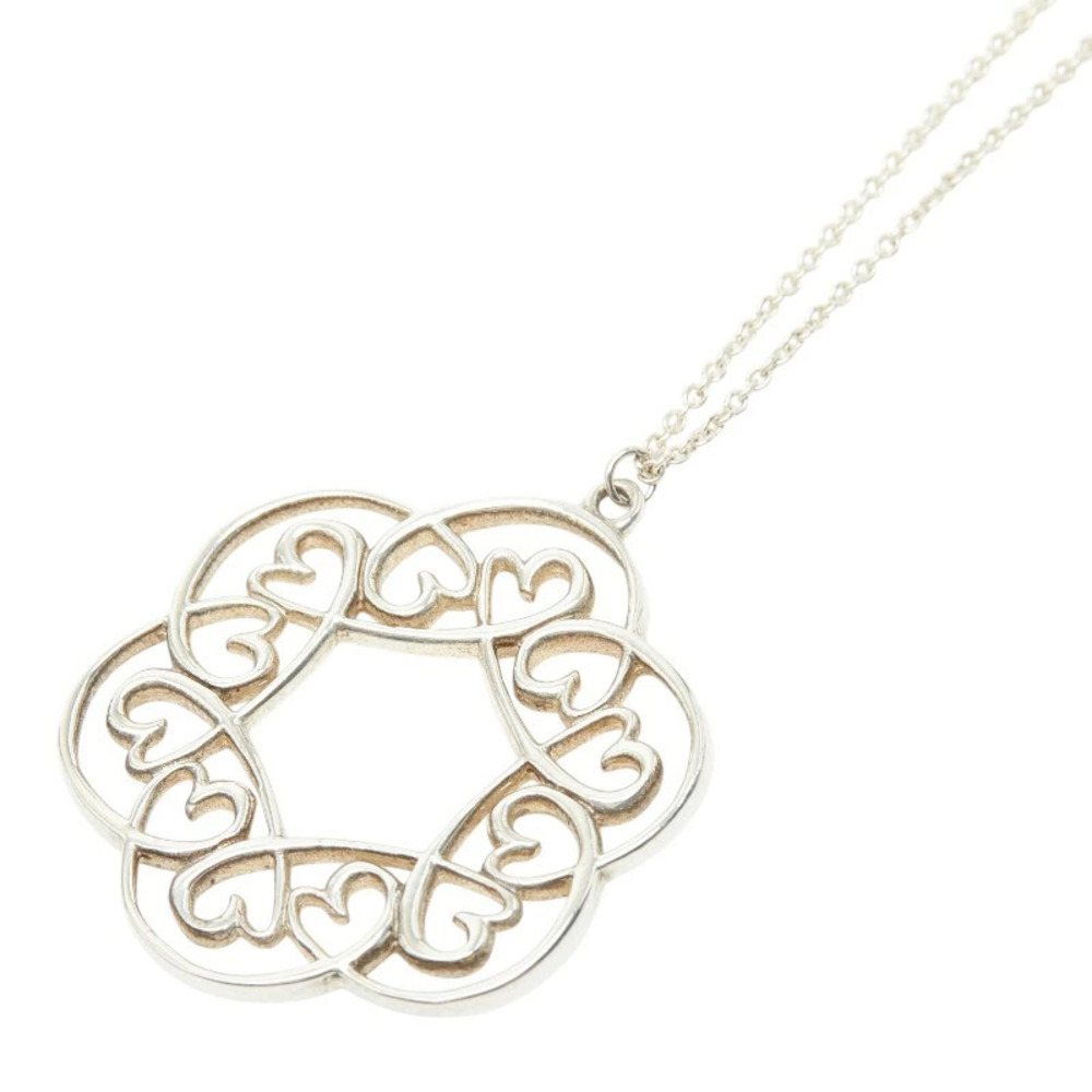 Tiffany Co Loving Heart Swirl Chain Pendant Necklace Medallion Silver TIFFANYCo